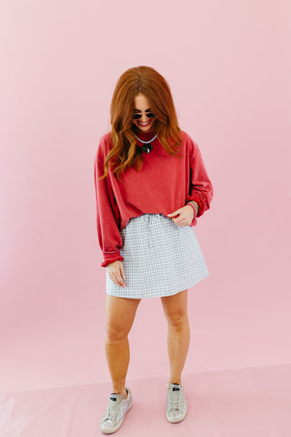 Hilda Soft Touch Crewneck Sweatshirt in Dark Red