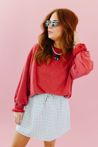 Hilda Soft Touch Crewneck Sweatshirt in Dark Red