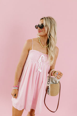 Jameson Stripe Romper in Pink