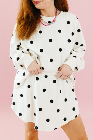 Lulu Knit Skort in Ivory Polka Dot