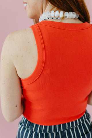 Layla Ribbed Tank Top in Cherry