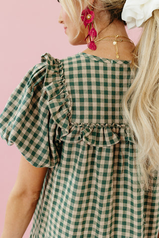 Willa Gingham Ruffle Mini Dress