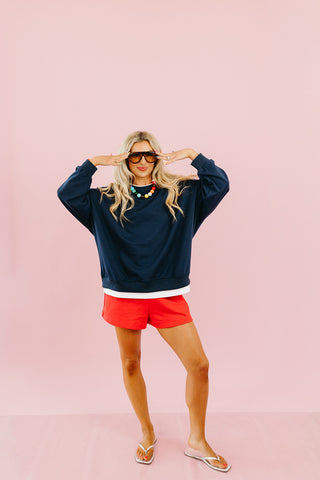 Marisol Layered Sweatshirt in Navy