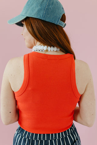 Layla Ribbed Tank Top in Cherry