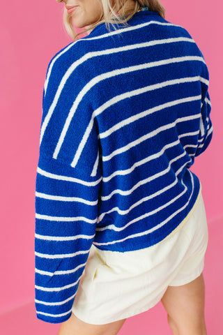 Piper Cardigan in Royal Blue Mini Stripe