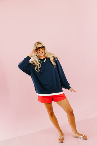 Marisol Layered Sweatshirt in Navy