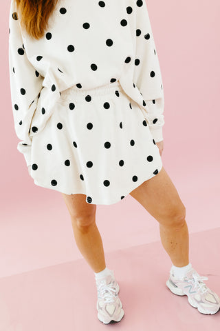 Lulu Knit Skort in Ivory Polka Dot