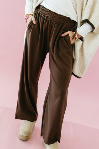 Reese Ruffle Waist Pants in Chocolate