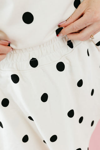 Lulu Knit Skort in Ivory Polka Dot