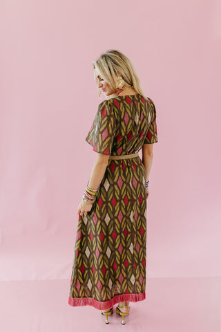 Tilly Printed Maxi Dress in Chocolate