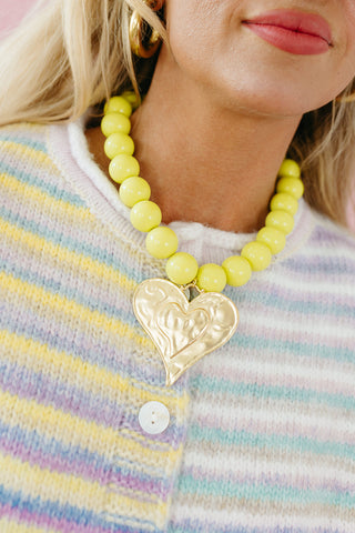 Bowen Button Cardigan in Lime Mix