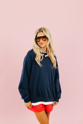 Marisol Layered Sweatshirt in Navy