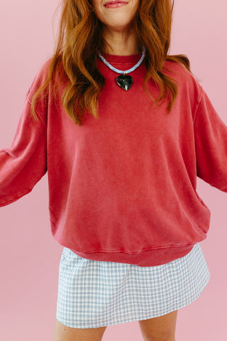 Hilda Soft Touch Crewneck Sweatshirt in Dark Red
