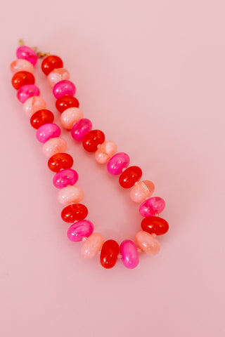 Sugar Beads Necklace - Red and Pink