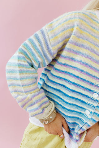 Bowen Button Cardigan in Lime Mix