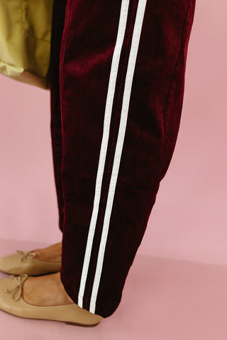Riley Corduroy Track Pants in Merlot