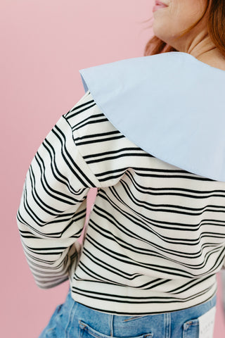 Harlenn Oversized Collar Polo Shirt in White
