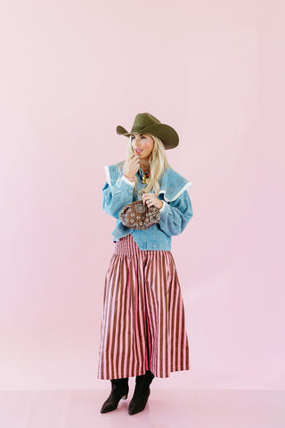 Maren Striped Maxi Skirt in Pink/Brown