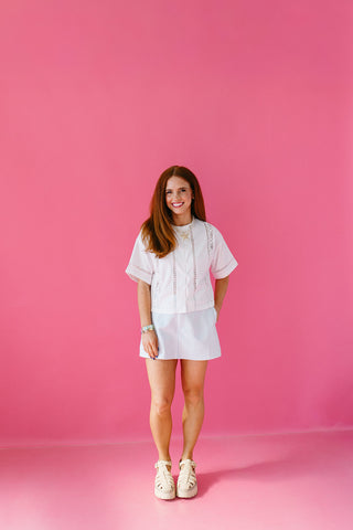 Anya Lace Button Up Knit Top