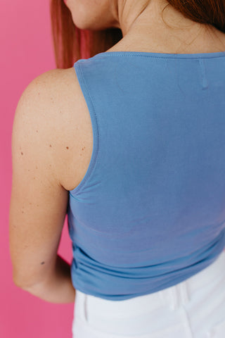 Aubrie Sleeveless Knit Top in Dusty Blue