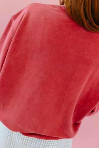 Hilda Soft Touch Crewneck Sweatshirt in Dark Red