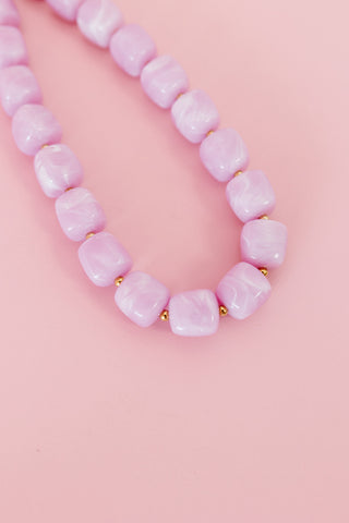 Chunky Beaded Necklace - Lilac