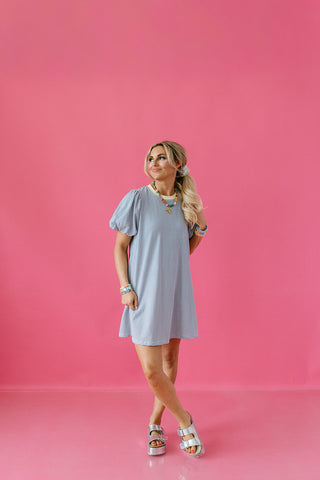 Vicky Stripe Puff Sleeve Knit Mini Dress