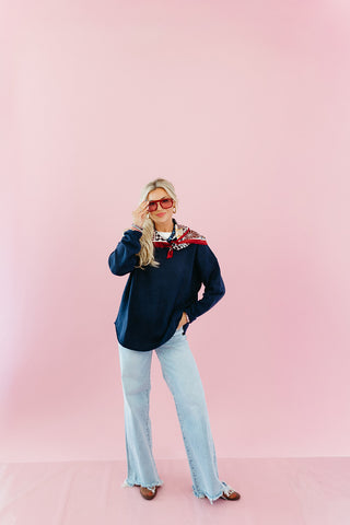 Gigi Crewneck Sweater in Navy
