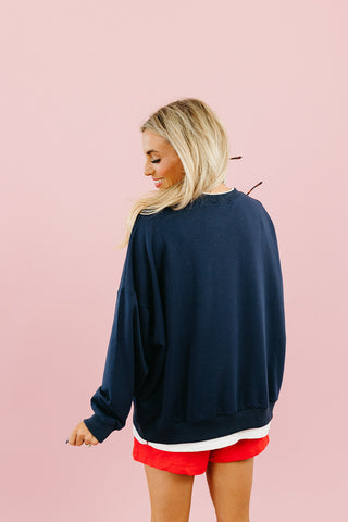 Marisol Layered Sweatshirt in Navy