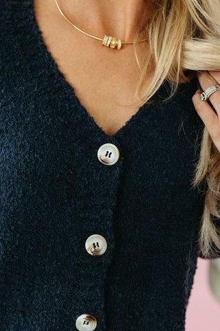Kellan Soft Button Cardigan in Navy