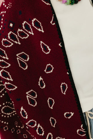 Carmella Bandana Kimono Cardigan in Maroon