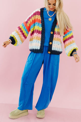 Kaylie Barrel Pant Lounge Set in Blue