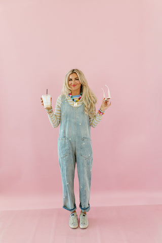Rylee Stripe Knit Top in Dijon/Sky