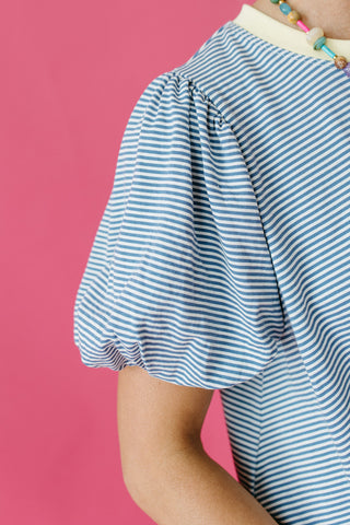 Vicky Stripe Puff Sleeve Knit Mini Dress