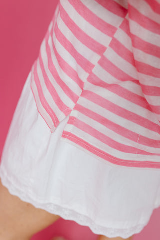 Harlow Stripe Muscle Tank in Pink/White