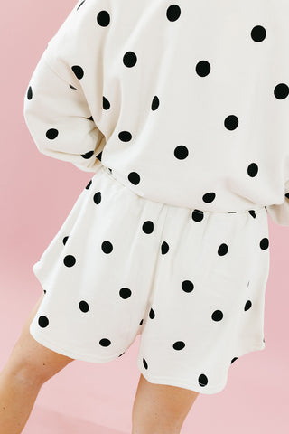 Lulu Knit Skort in Ivory Polka Dot