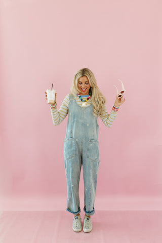Rylee Stripe Knit Top in Dijon/Sky