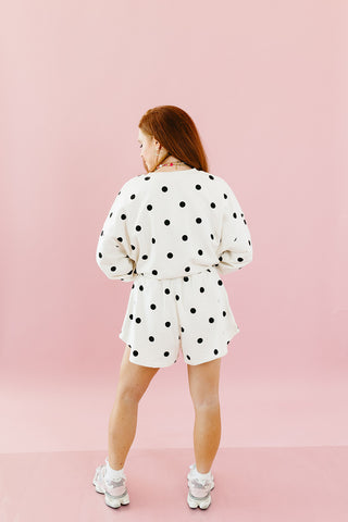 Lulu Knit Skort in Ivory Polka Dot