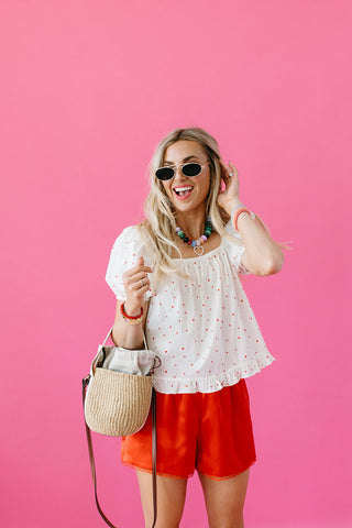 Amanda Polka Dot Puff Sleeve Top