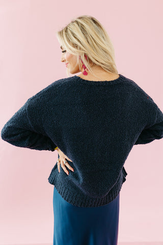 Kellan Soft Button Cardigan in Navy