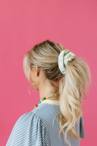Oversized Scrunchie in Blue Plaid