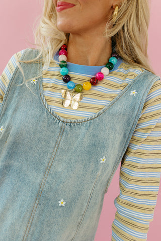 Rylee Stripe Knit Top in Dijon/Sky
