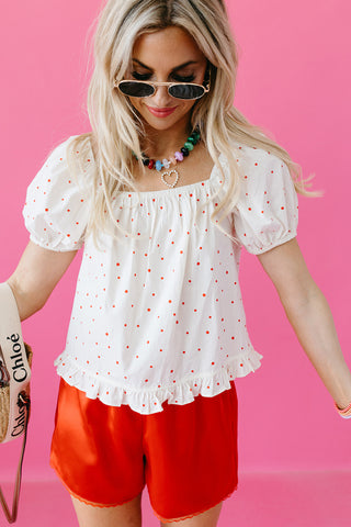 Amanda Polka Dot Puff Sleeve Top