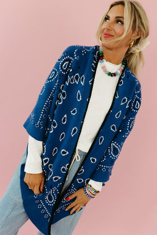 Carmella Bandana Kimono Cardigan in Blue