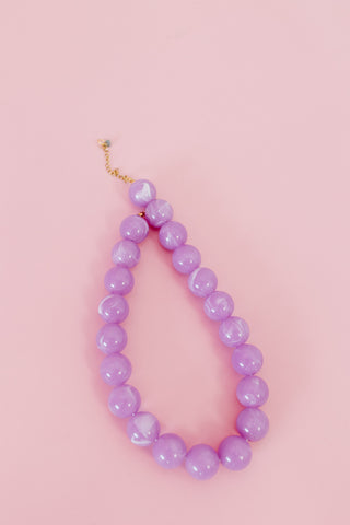 Chunky Beaded Necklace - Purple