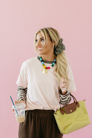 Emerson Striped Knit Top in Pink/Brown