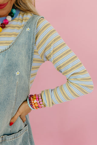 Rylee Stripe Knit Top in Dijon/Sky