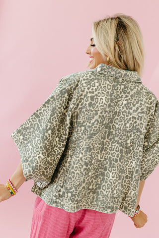 Kit Denim Cape Jacket in Leopard