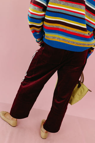 Riley Corduroy Track Pants in Merlot