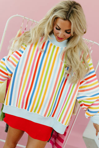 Happiest Stripe Reversible Mock Neck